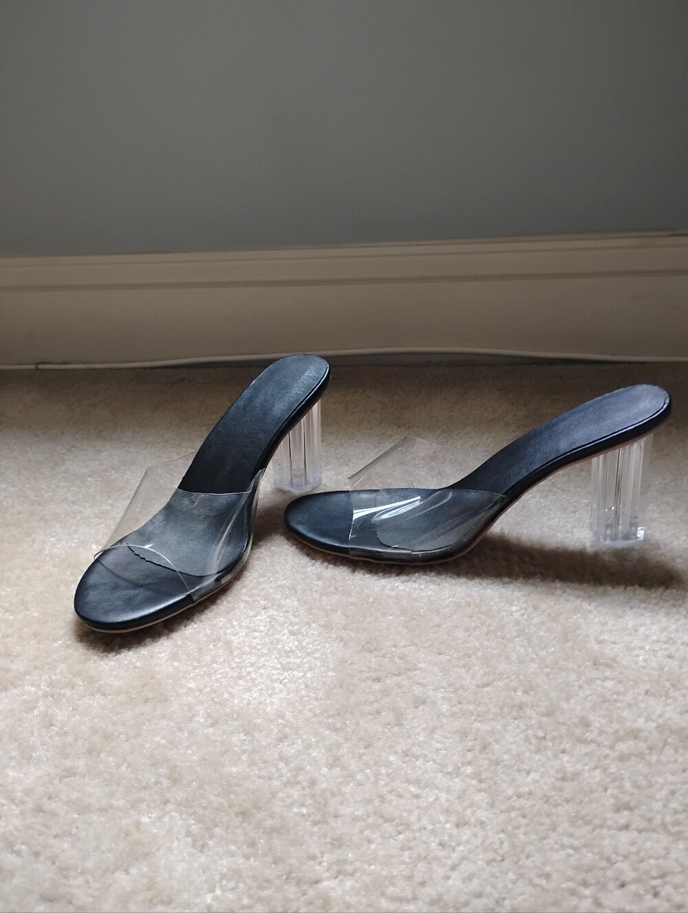 NITB Clear Heeled Mules Sz 40